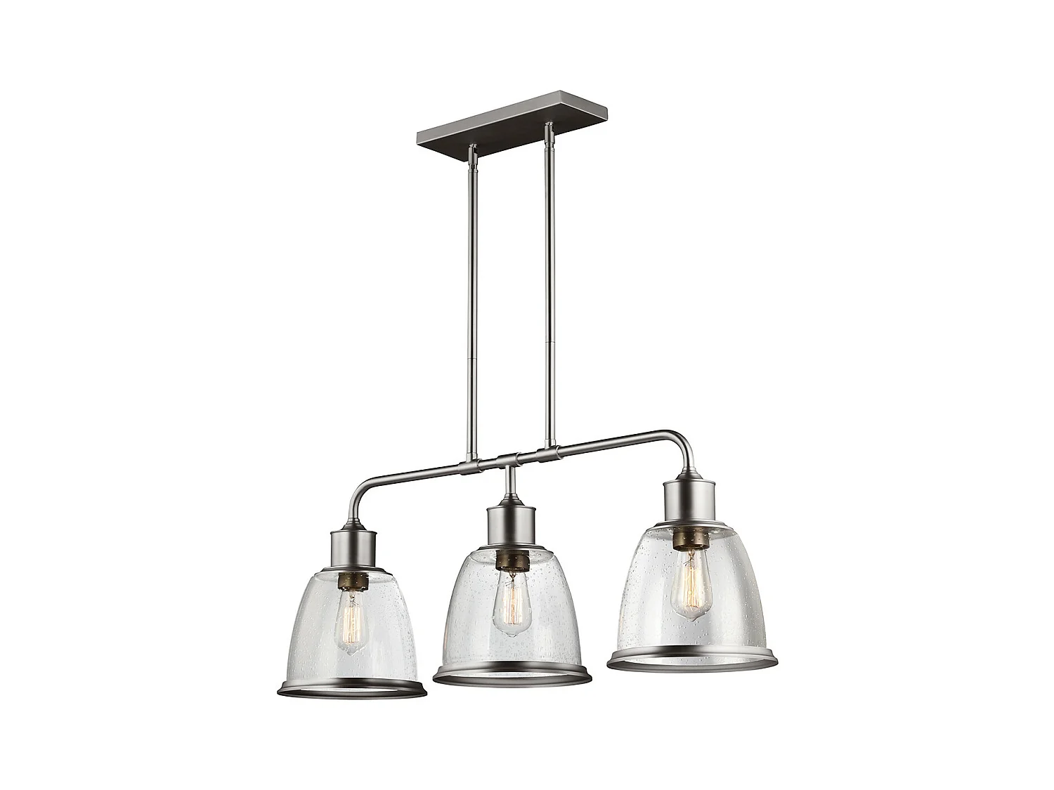 Elstead Hobson Luminaire suspendu à 3 ampoules au plafond pour îlot, nickel satiné, E27