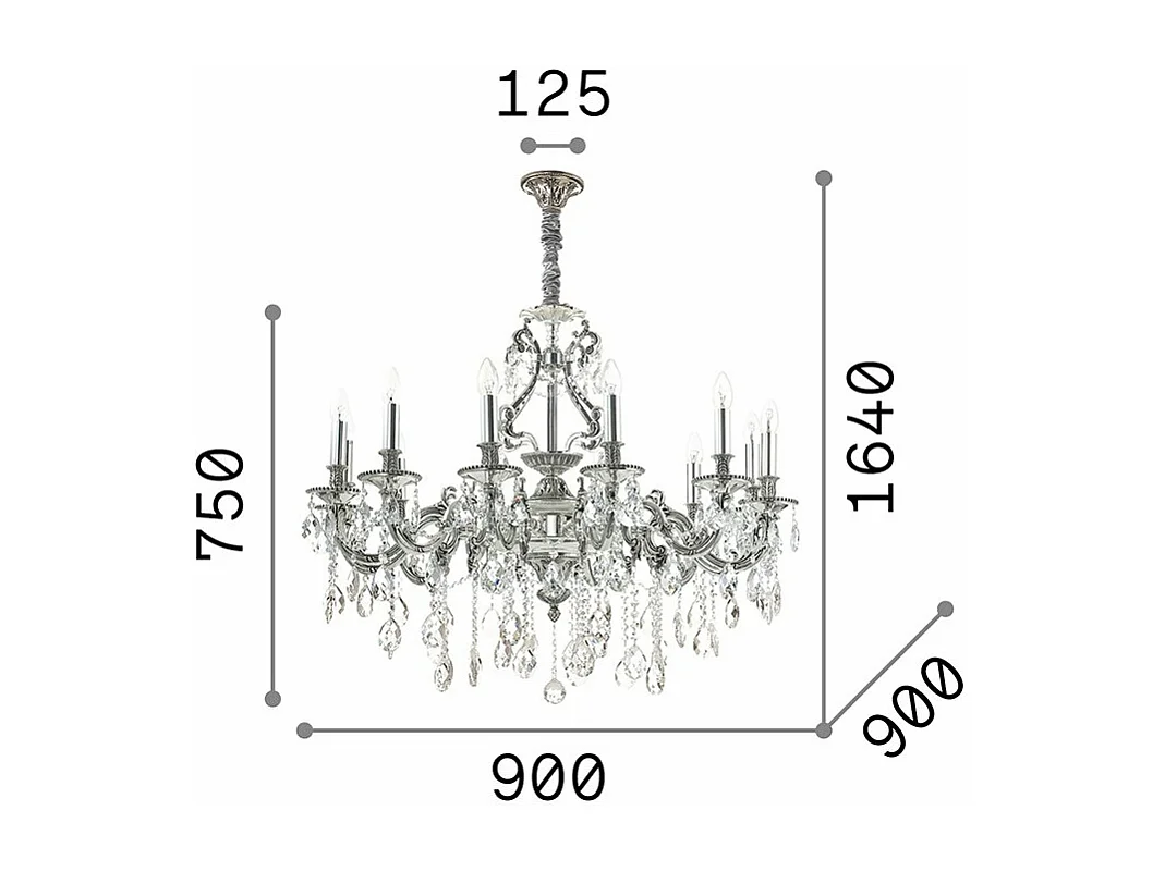 Ideal Lux Gioconda - 12 Licht Pendelleuchte Silber