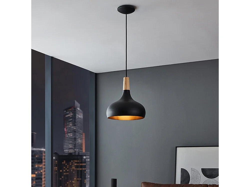 Lampadario Contemporaneo Sabinar Medio 1 Luce Metallo Nero E Marrone
