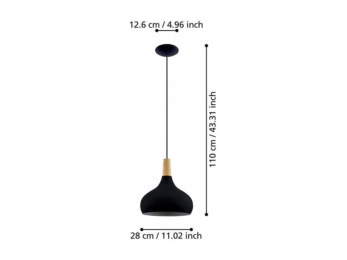Lampadario Contemporaneo Sabinar Medio 1 Luce Metallo Nero E Marrone
