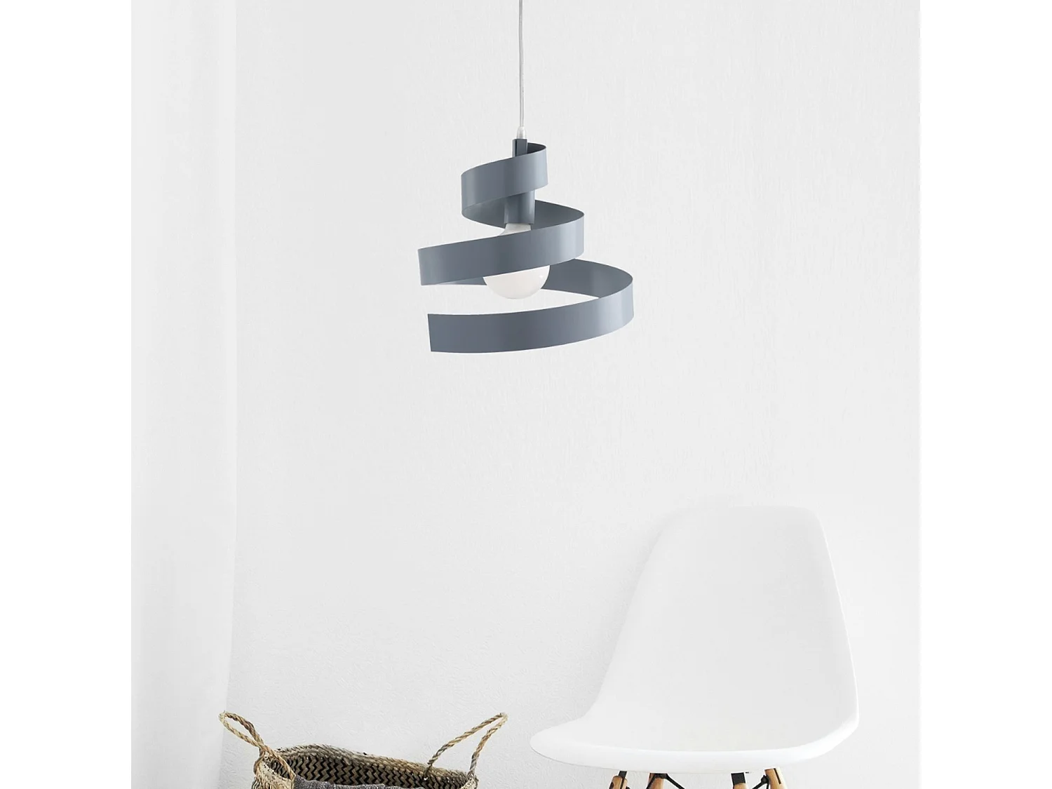 Sospensione Moderna Helix 1 Luce In Ferro Laccato Grigio