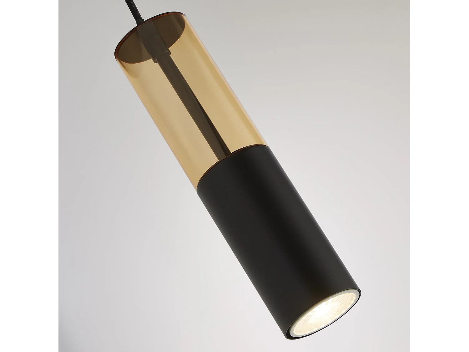 Sospensione Moderna Merrygold Acciaio Nero Ambra 1 Luce Gu10