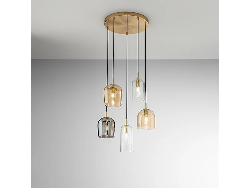 Lampadario Contemporaneo Coro 5 Pendenti E14