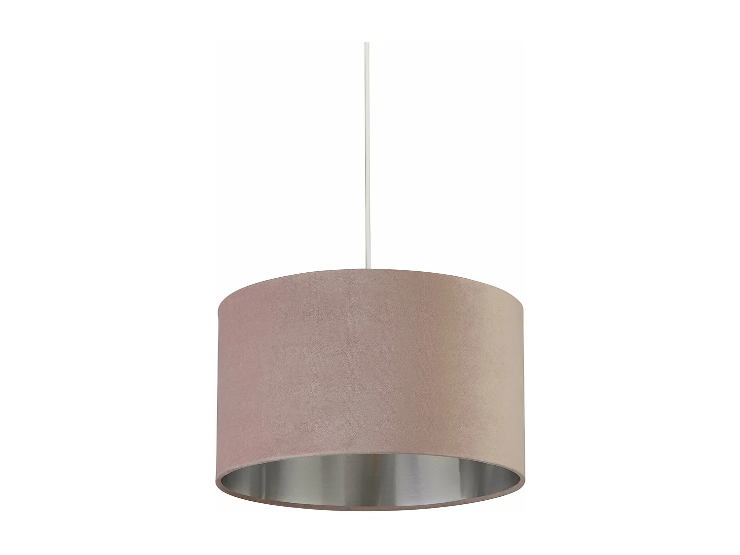 Sospensione Contemporanea Tamburo Acciaio Rosa Tessuto Argento 1 Luce D38Cm