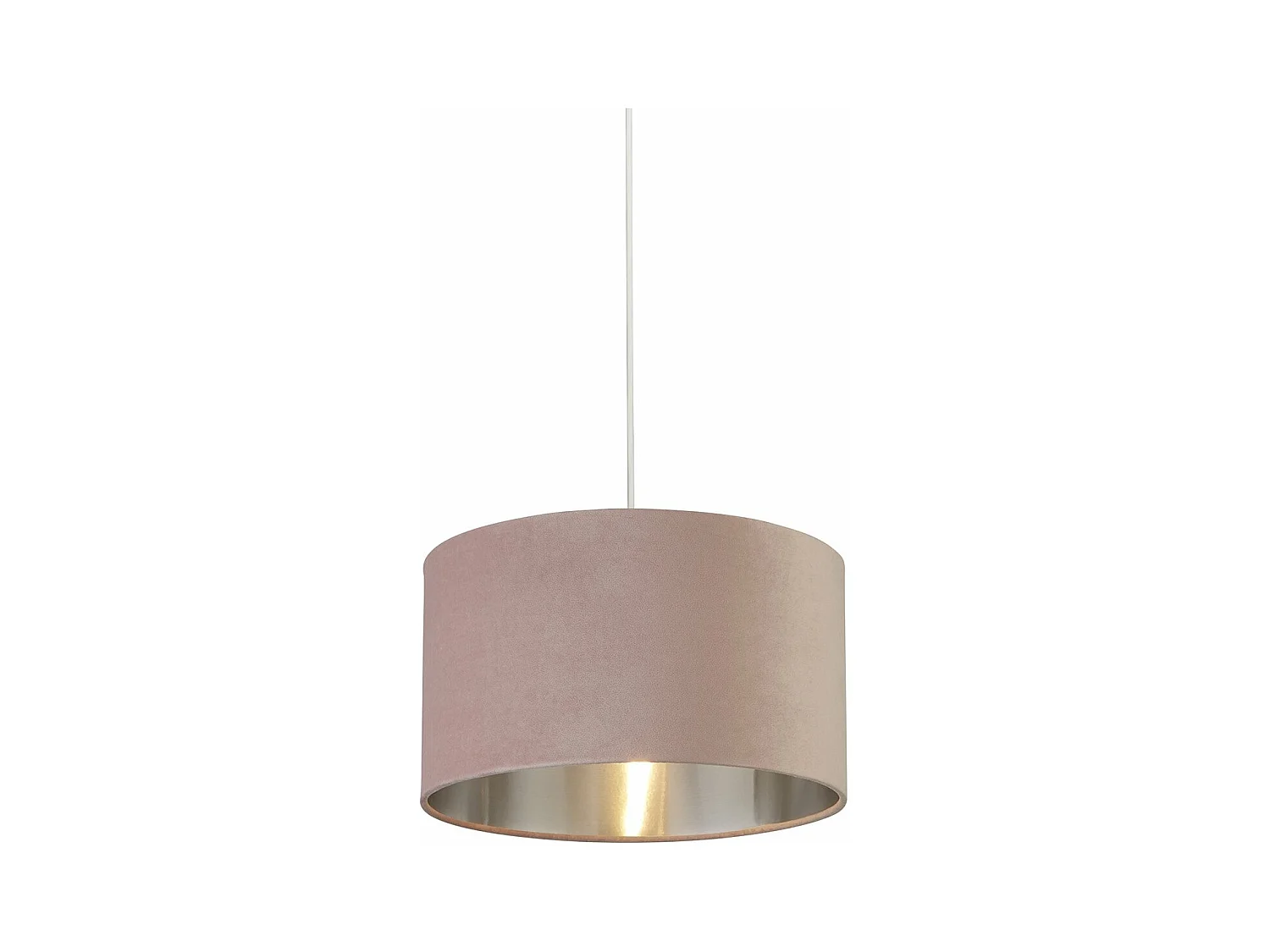 Sospensione Contemporanea Tamburo Acciaio Rosa Tessuto Argento 1 Luce D38Cm
