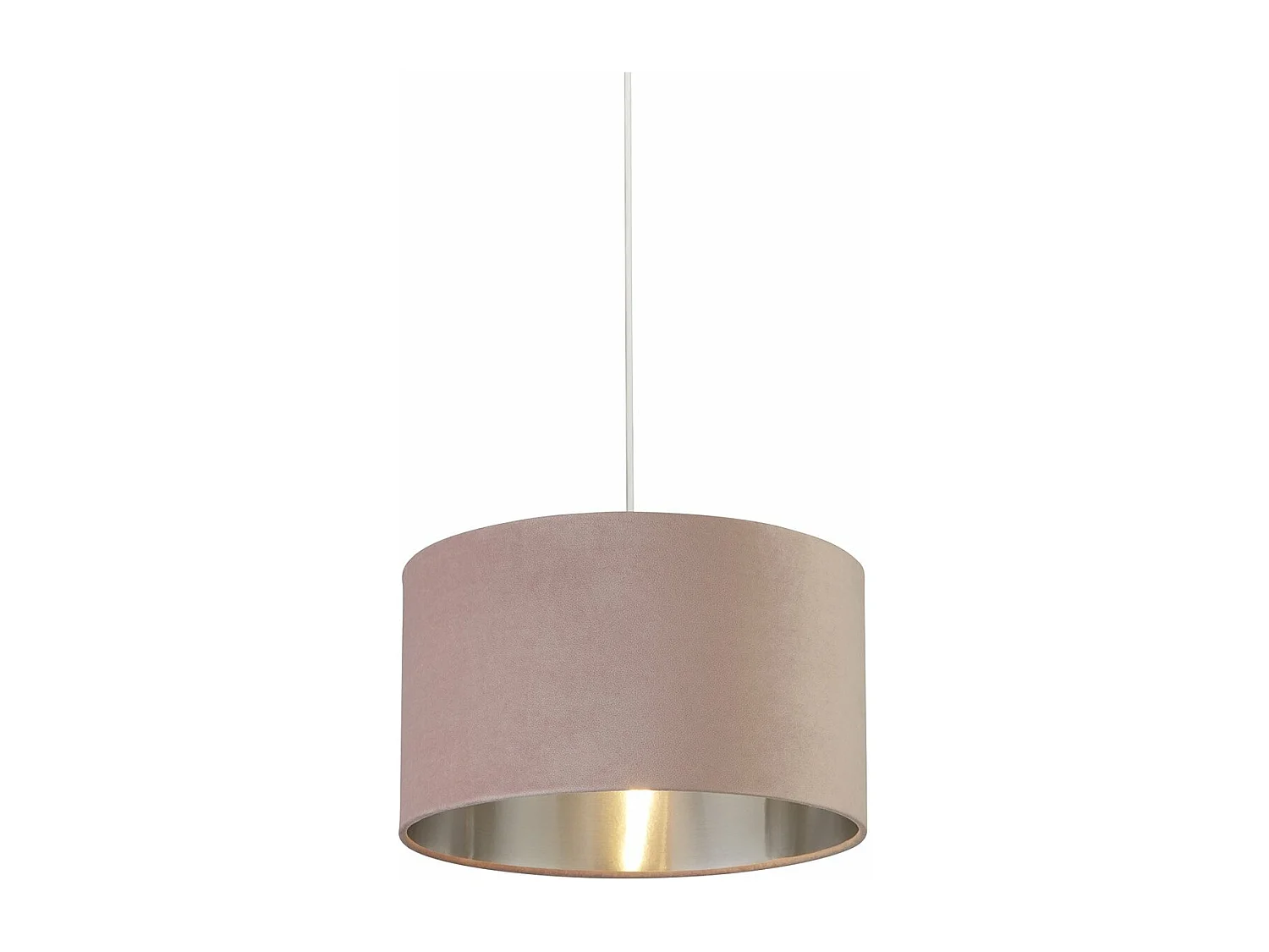 Sospensione Contemporanea Tamburo Acciaio Rosa Tessuto Argento 1 Luce D38Cm