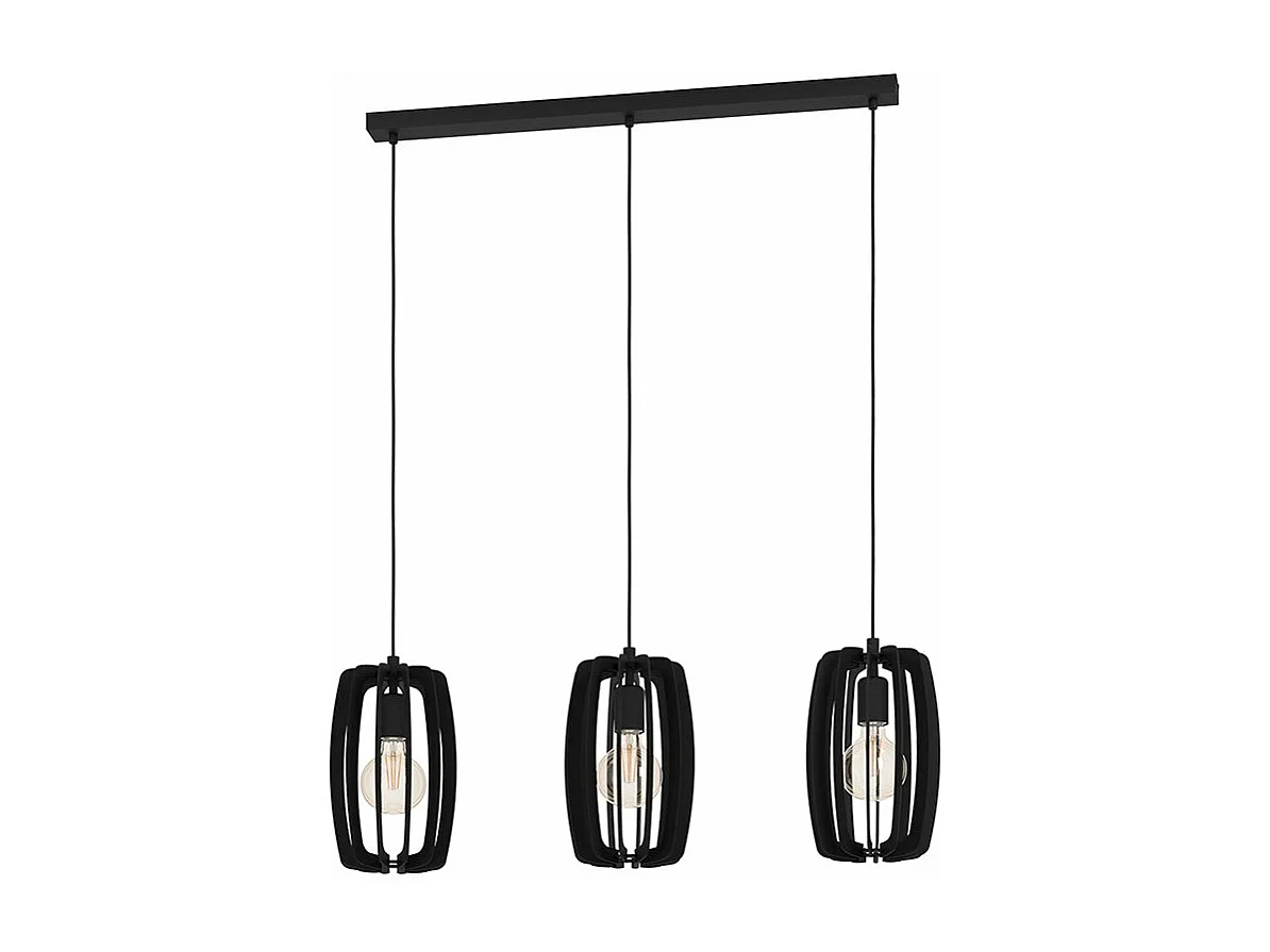 Lampadario Industrial Bajazzara 3 Luci Acciaio Nero Diffusore Nero