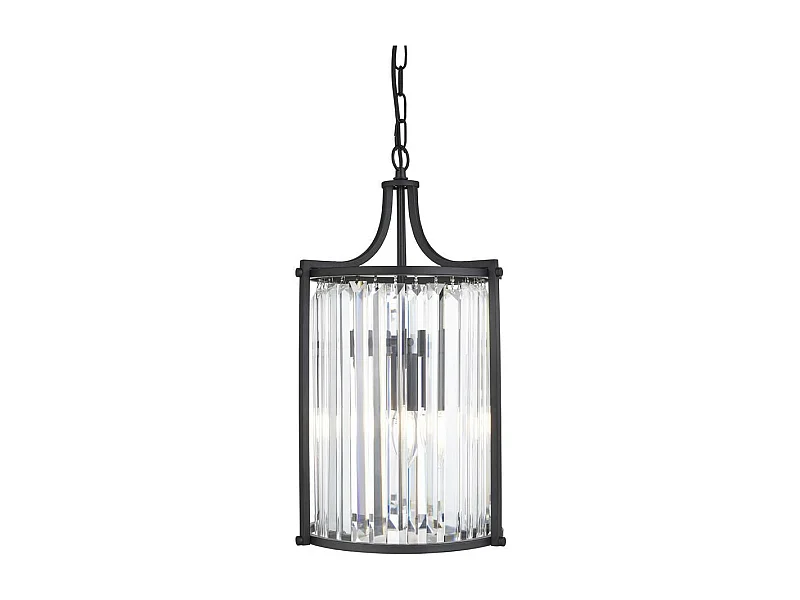 Searchlight Victoria Suspension à 2 lampes, noir mat, verre cristal