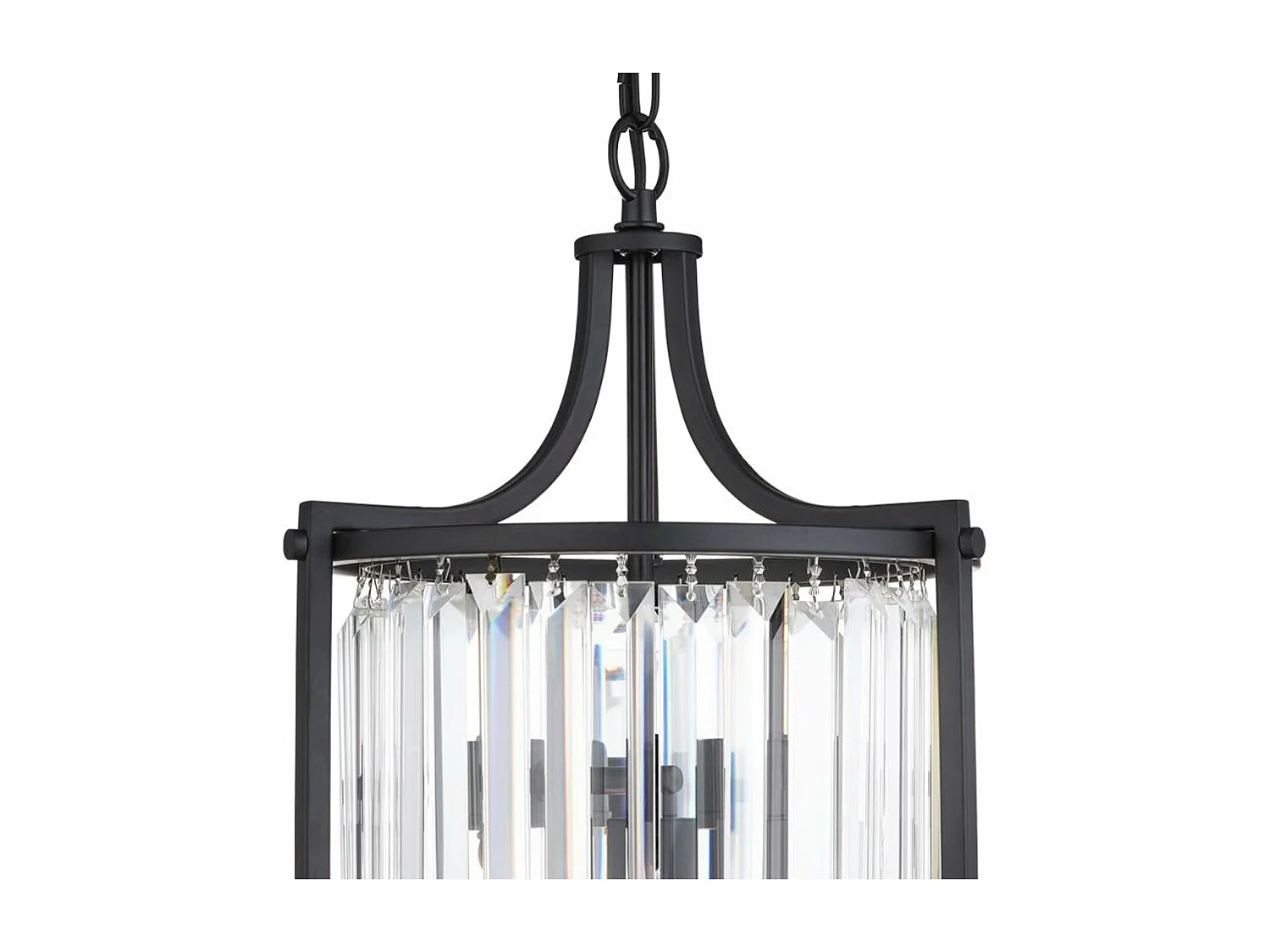 Searchlicht Victoria 2-flammige Pendelleuchte, Mattschwarz, Kristallglas