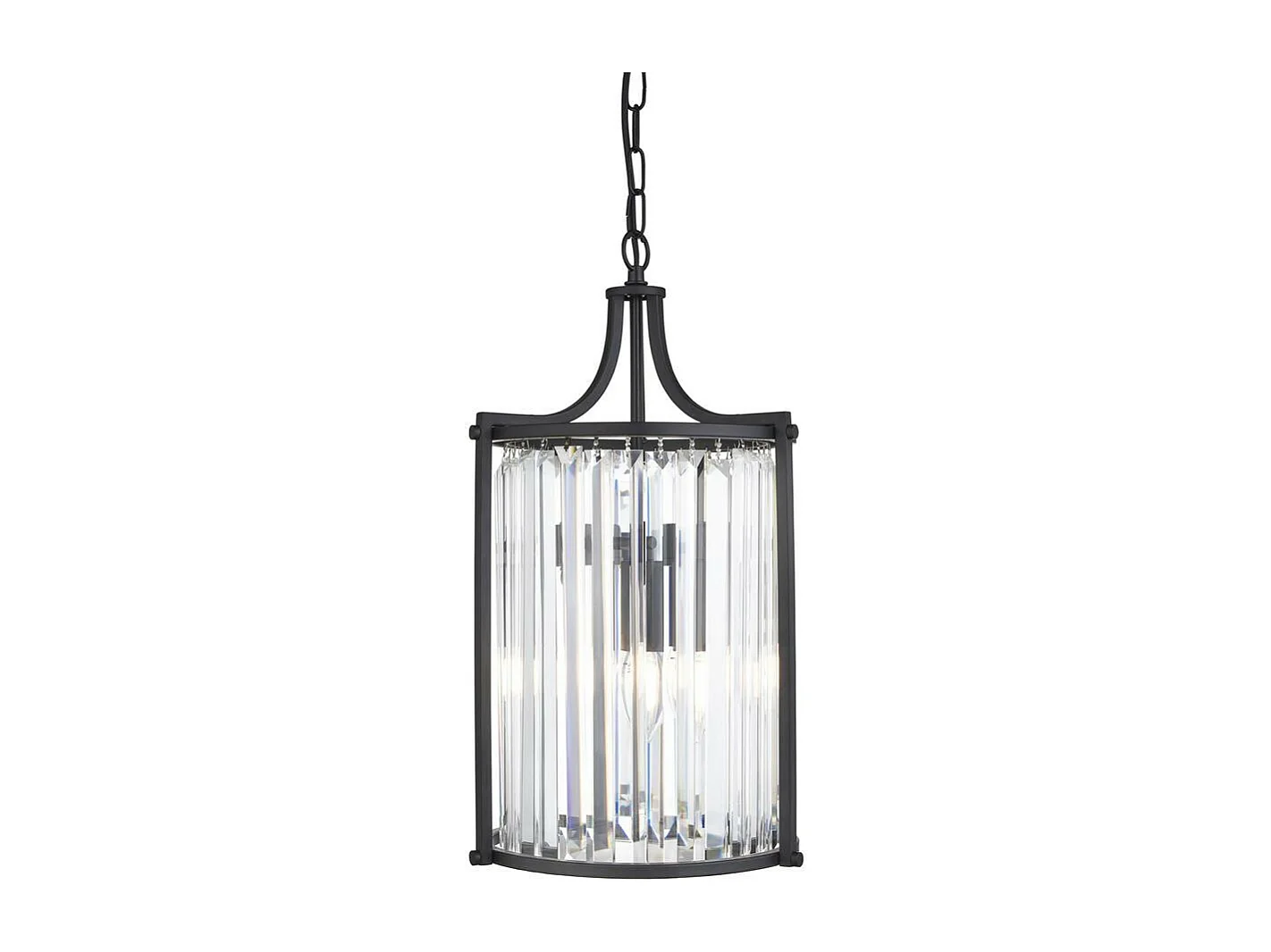 Searchlight Victoria Sospensione 2 Luci, Nero Opaco, Vetro Cristallo