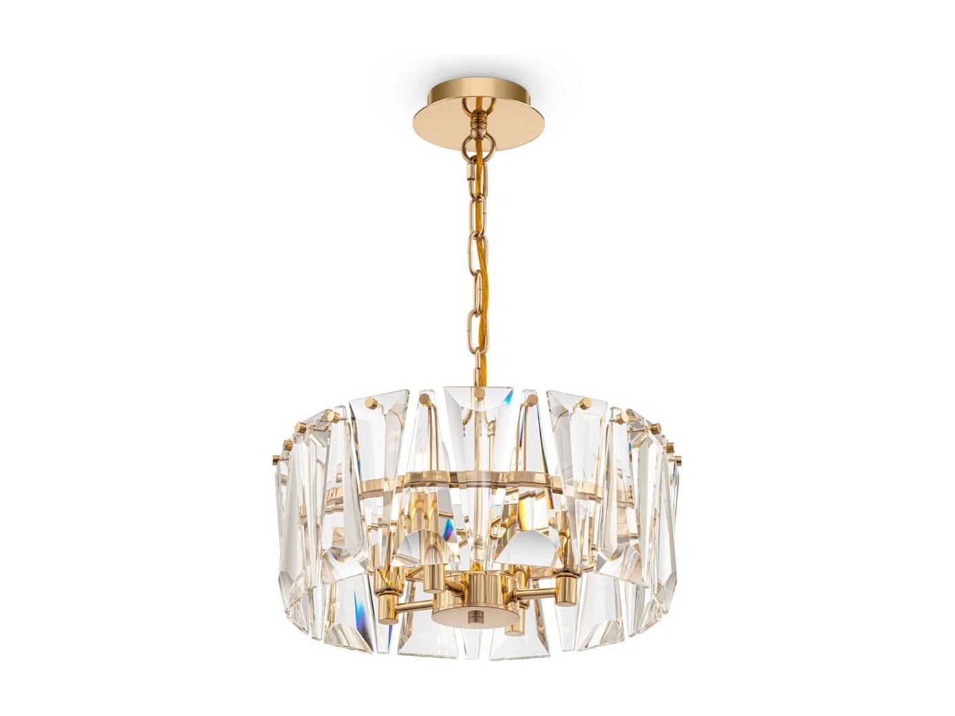 Maytoni Puntes Moderna lámpara de techo colgante cilíndrica dorada Puntes de 4 luces