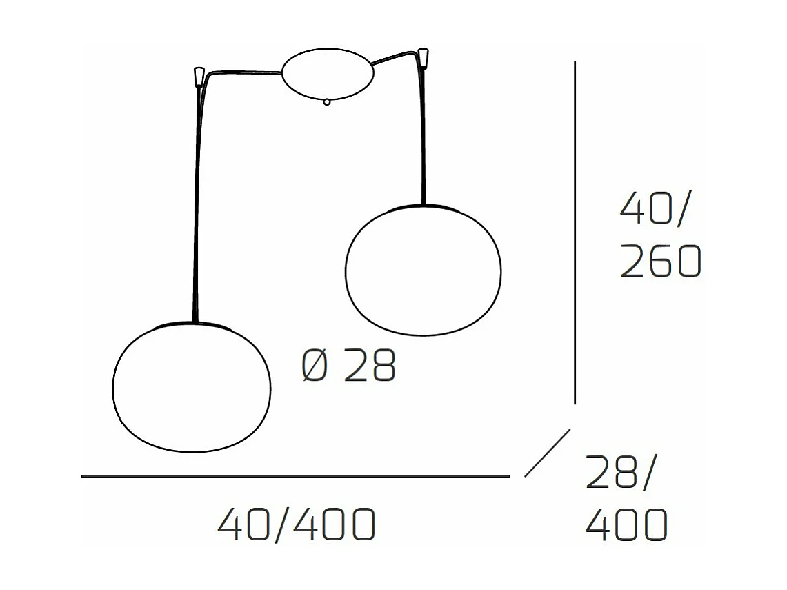Soft Sospensione D.28 Cm. 2 Luci