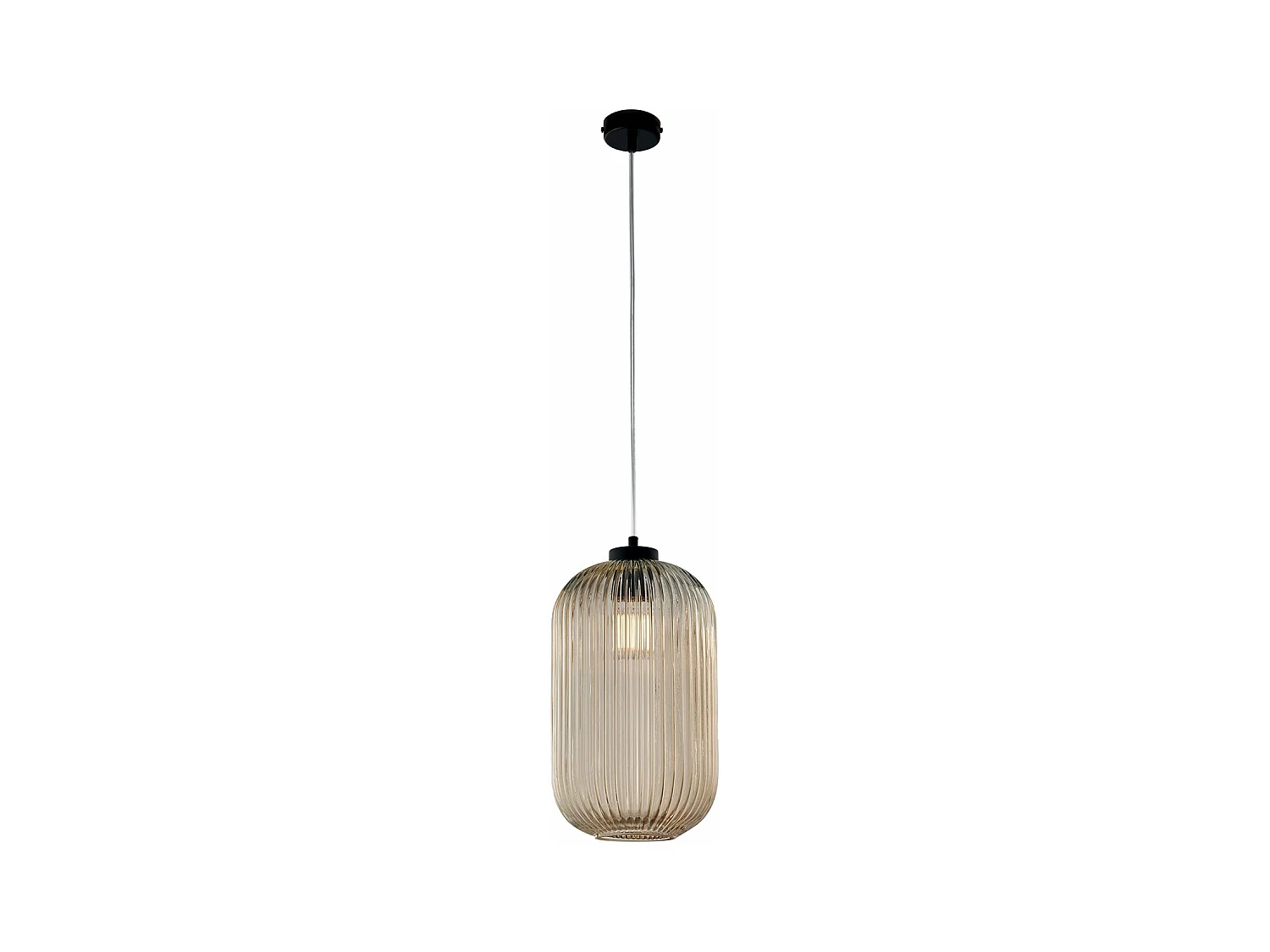Belight -  Krizia – Pendelleuchte schwarz, Glas amber mit Streifendekor, Ø20, 1-flammig – BL310-S1-AM