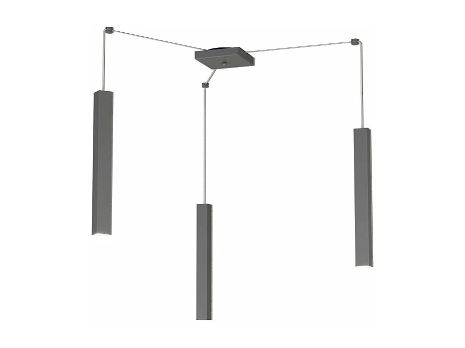 Square Tube Sospensione 3 Luci Grigio Antracite Cavo Cm.250 Con Base