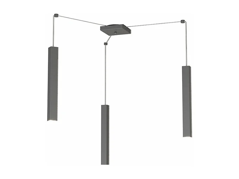 Square Tube Sospensione 3 Luci Grigio Antracite Cavo Cm.250 Con Base