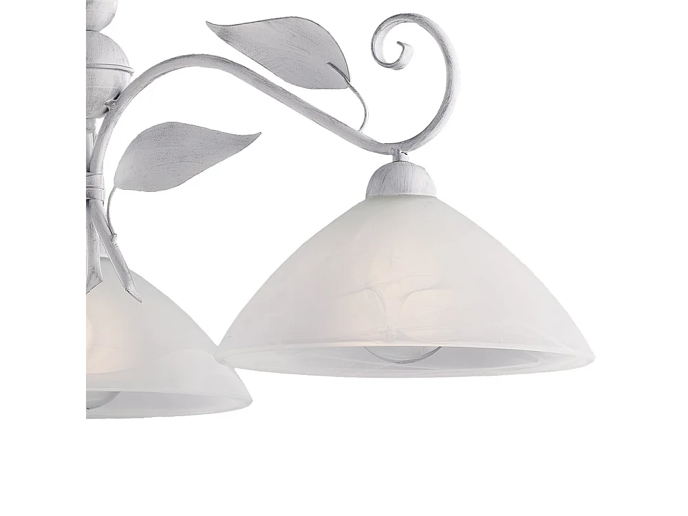 Esse Lustre en fer laqué blanc décor argent antique et verre albâtre blanc diamètre 30, 3 lumières X 96 d.79 BL313-3-BA