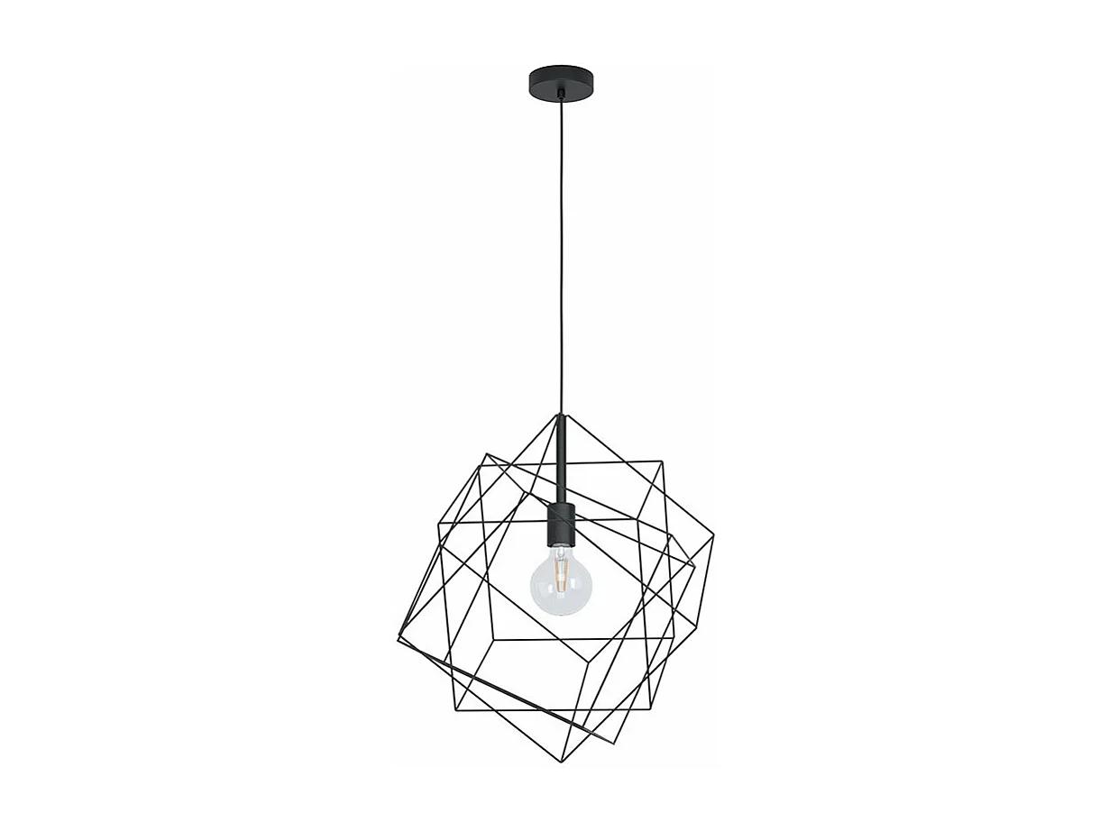 Lampadario Industrial Straiton 1 Luce Acciaio Nero Grande