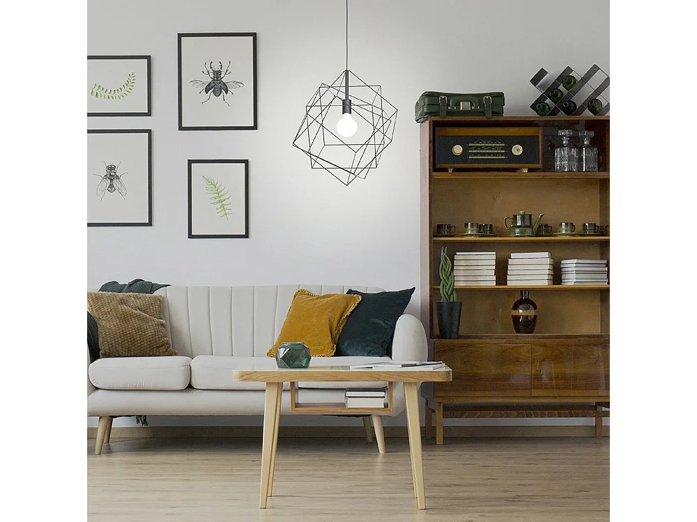 Lampadario Industrial Straiton 1 Luce Acciaio Nero Grande