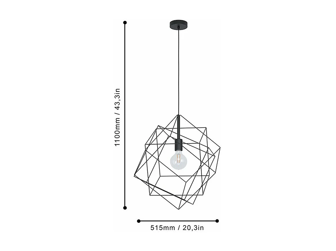 Lampadario Industrial Straiton 1 Luce Acciaio Nero Grande