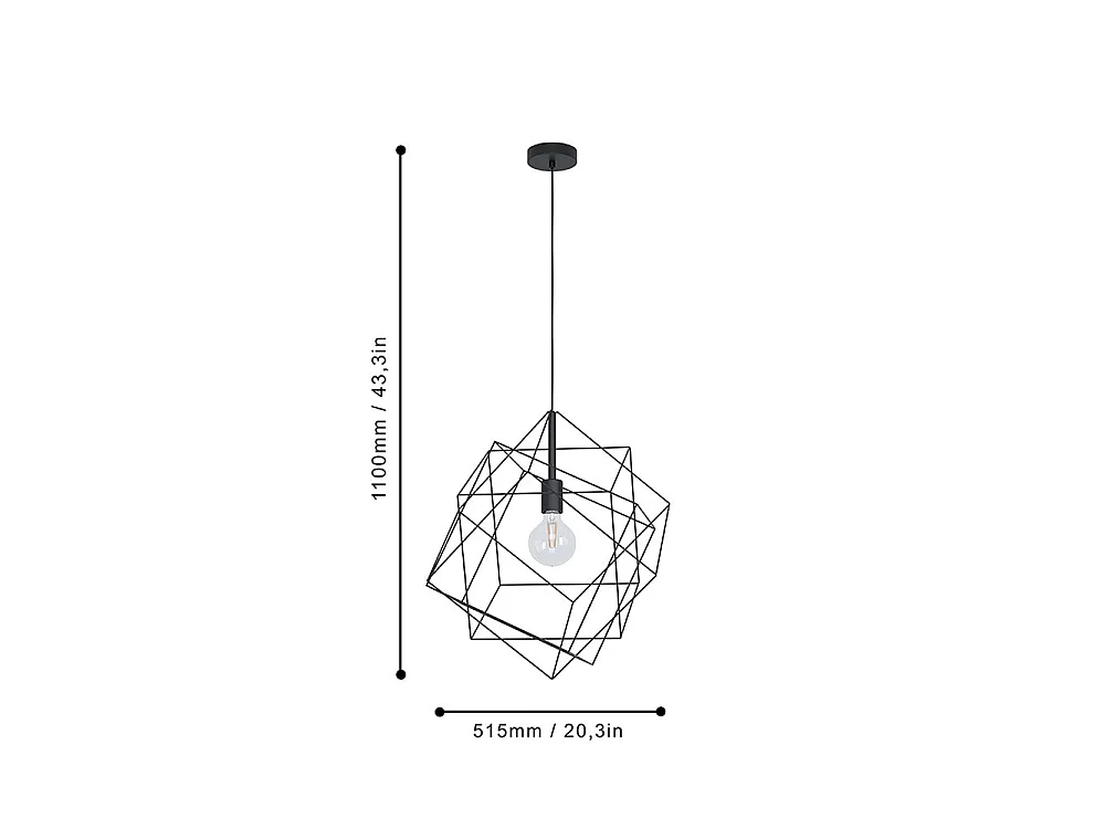Lampadario Industrial Straiton 1 Luce Acciaio Nero Grande