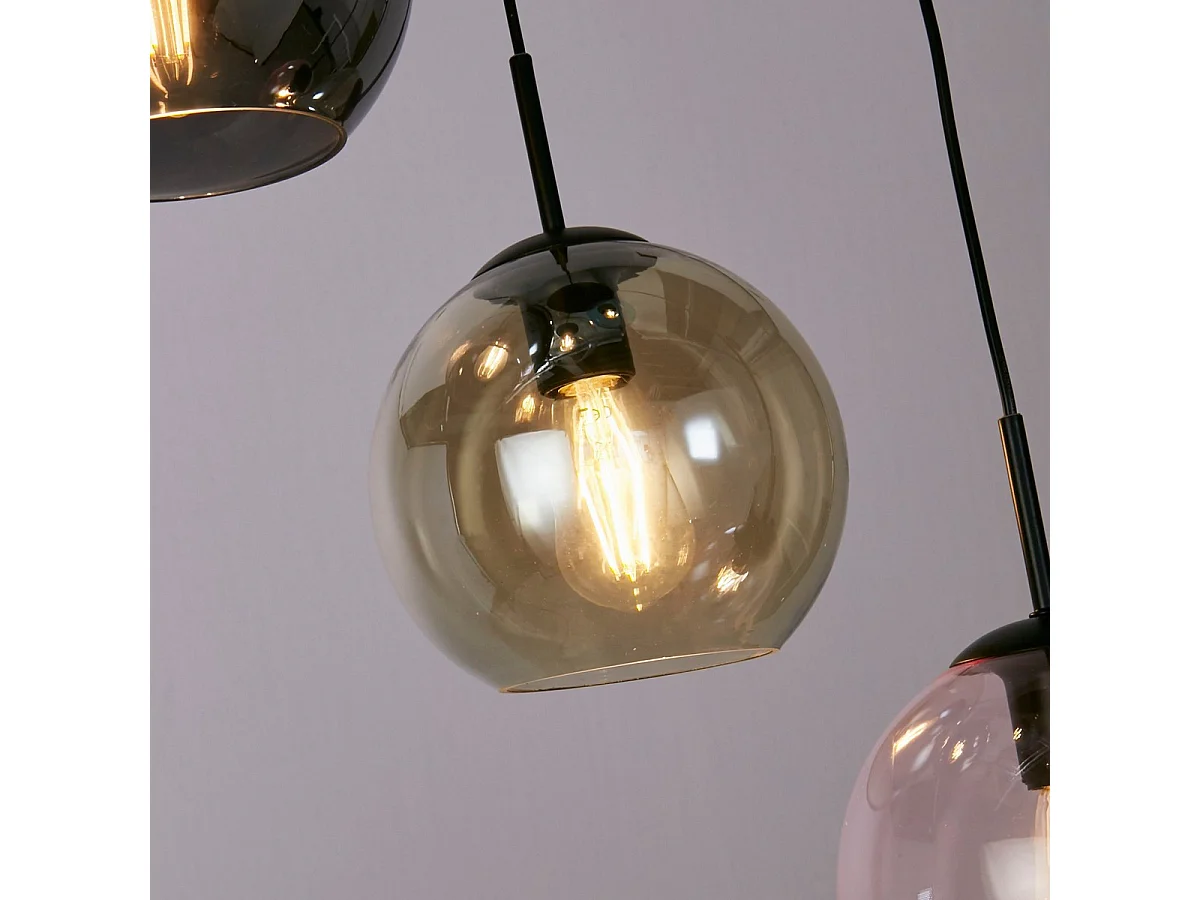 Searchlight Mardi Gras II Colgante 5 Luces Negro, Vidrio Coloreado