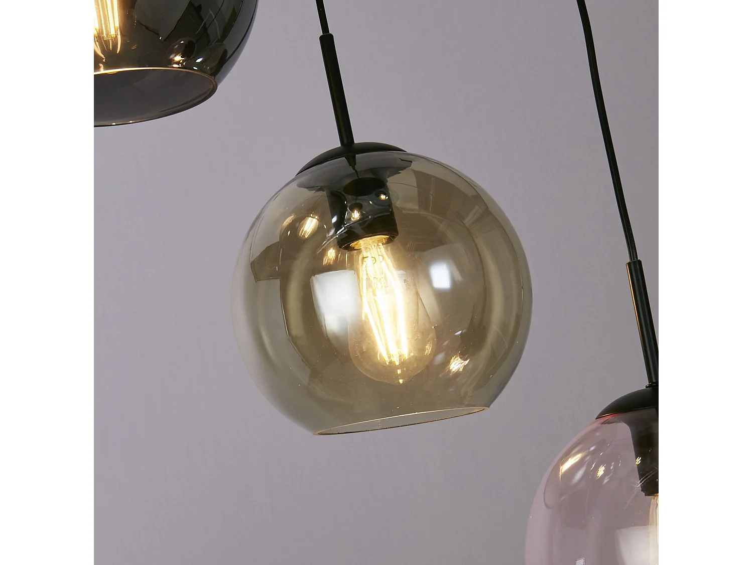 Searchlight Mardi Gras II Colgante 5 Luces Negro, Vidrio Coloreado