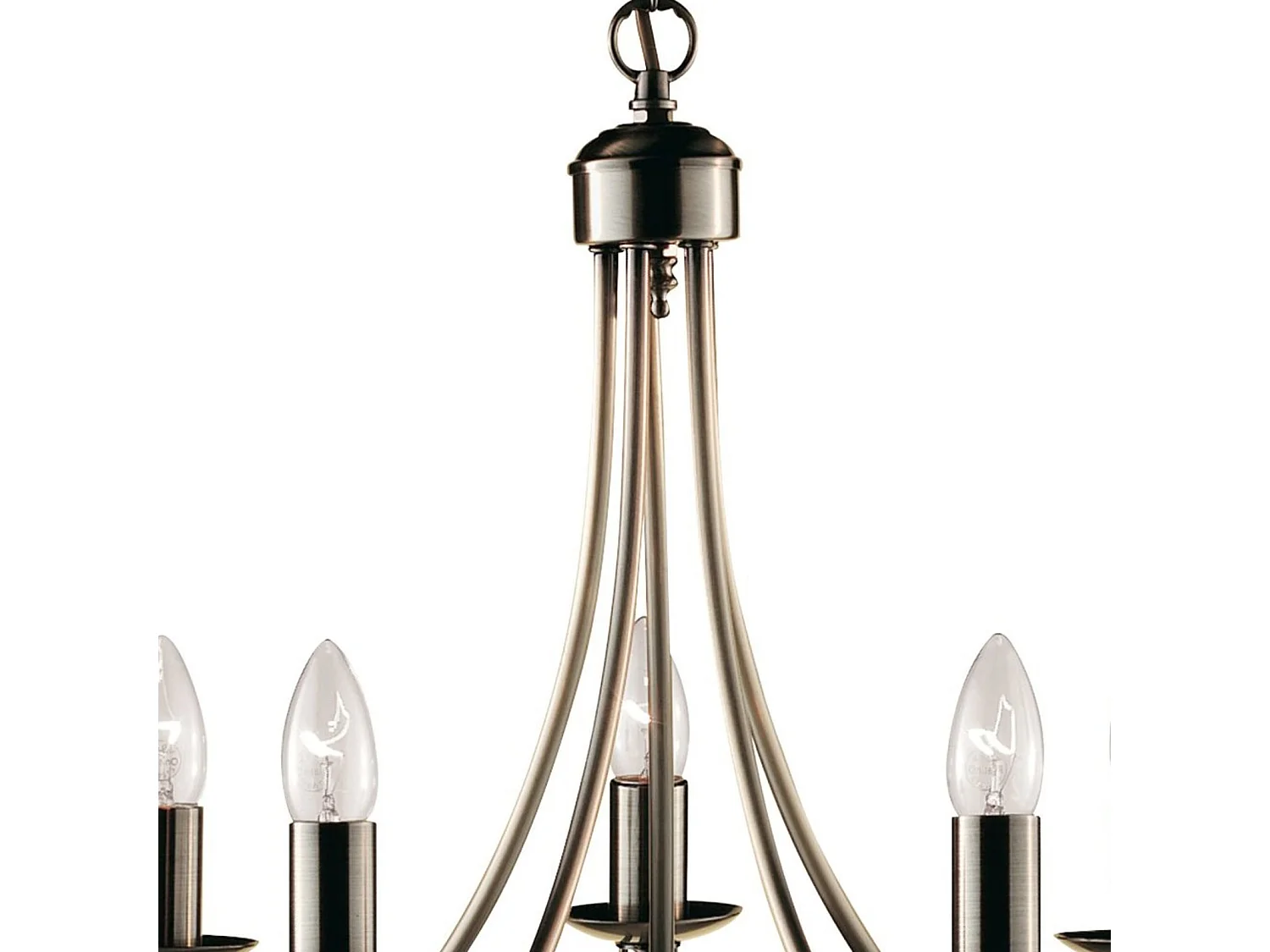 Searchlicht Maypole - 5 licht Multi Arm Deckenanhänger Antik Messing, E14