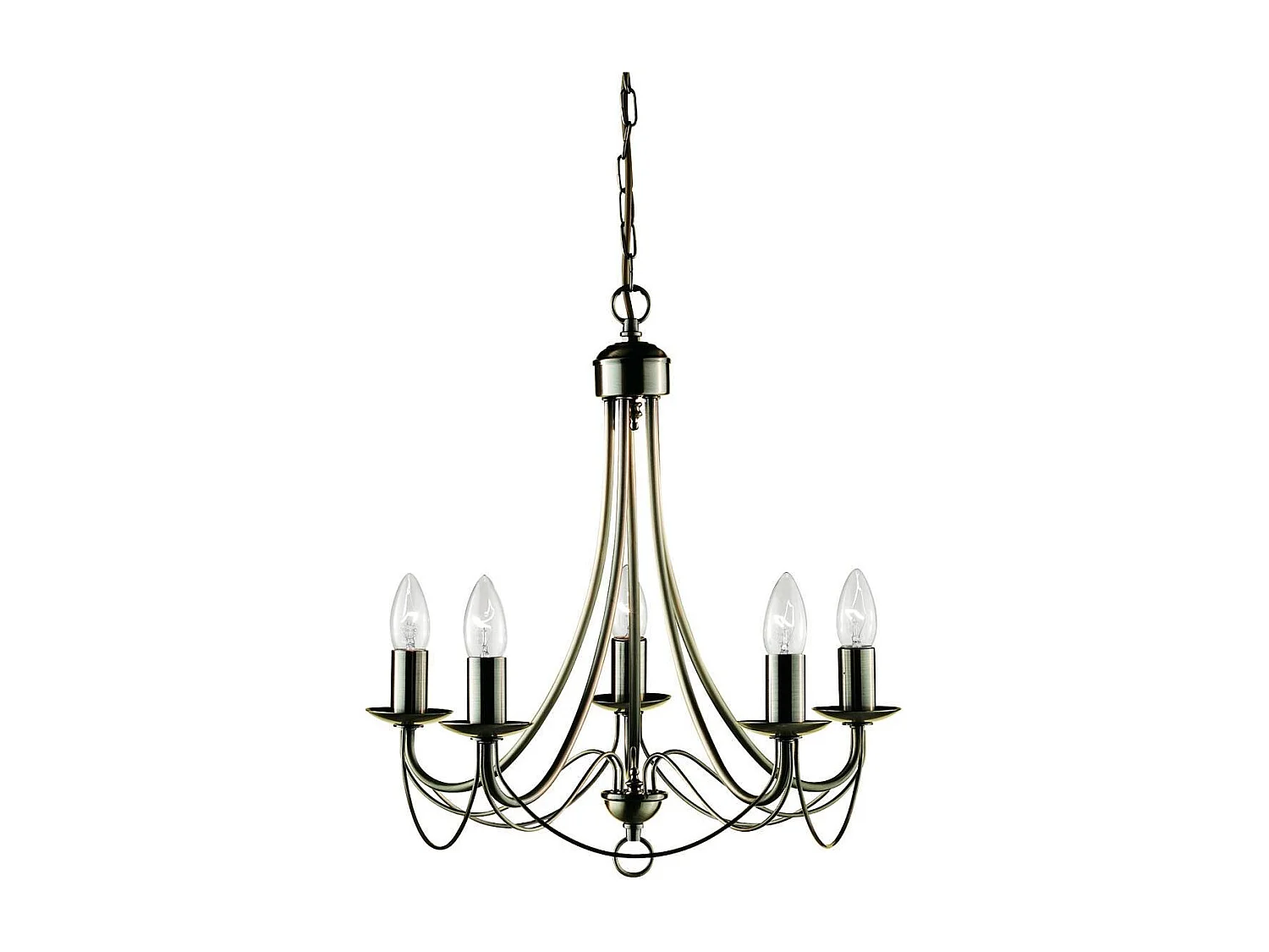 Searchlight Maypole Luminaire suspendu à 5 bras en laiton antique, E14