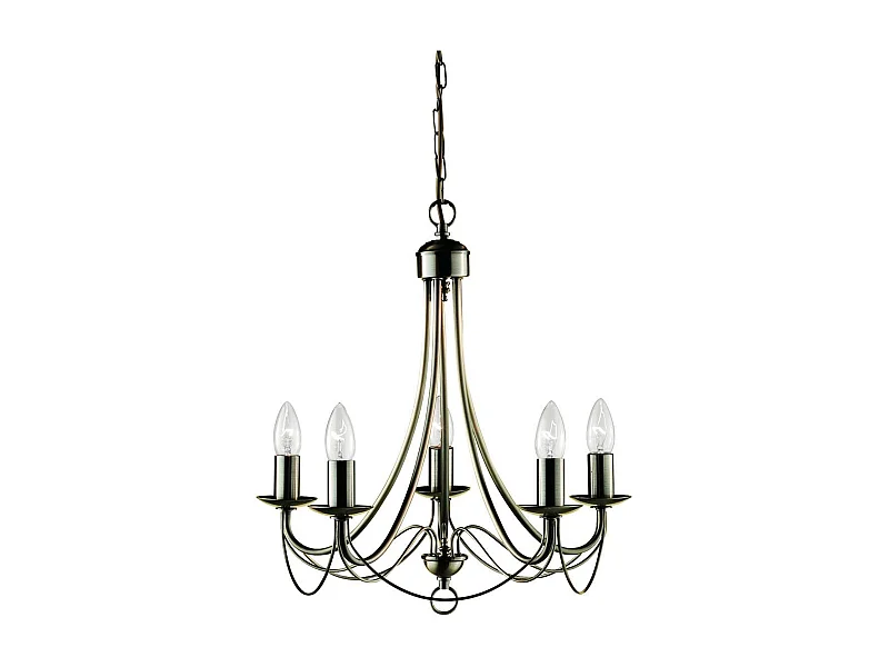 Searchlight Maypole - Sospensione a soffitto a 5 luci multibraccio in ottone antico, E14