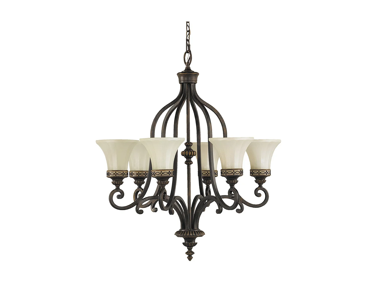 Lampadario Contemporaneo Drawing Room Acciaio Noce Vetro 6 Luci E27