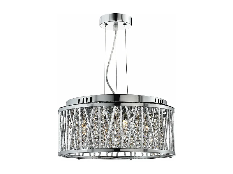 Lampadario Contemporaneo Elisa Acciaio Cromo Vetro 4 Luci G9