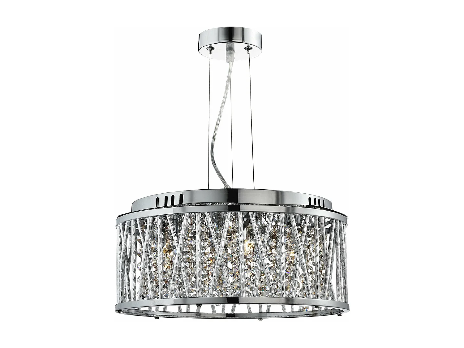 Lampadario Contemporaneo Elisa Acciaio Cromo Vetro 4 Luci G9