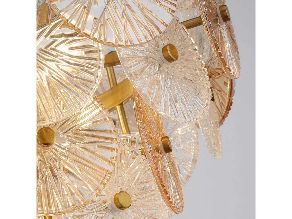 Searchlight Wagon Wheel Lampadario a 5 luci in vetro color bronzo ambrato