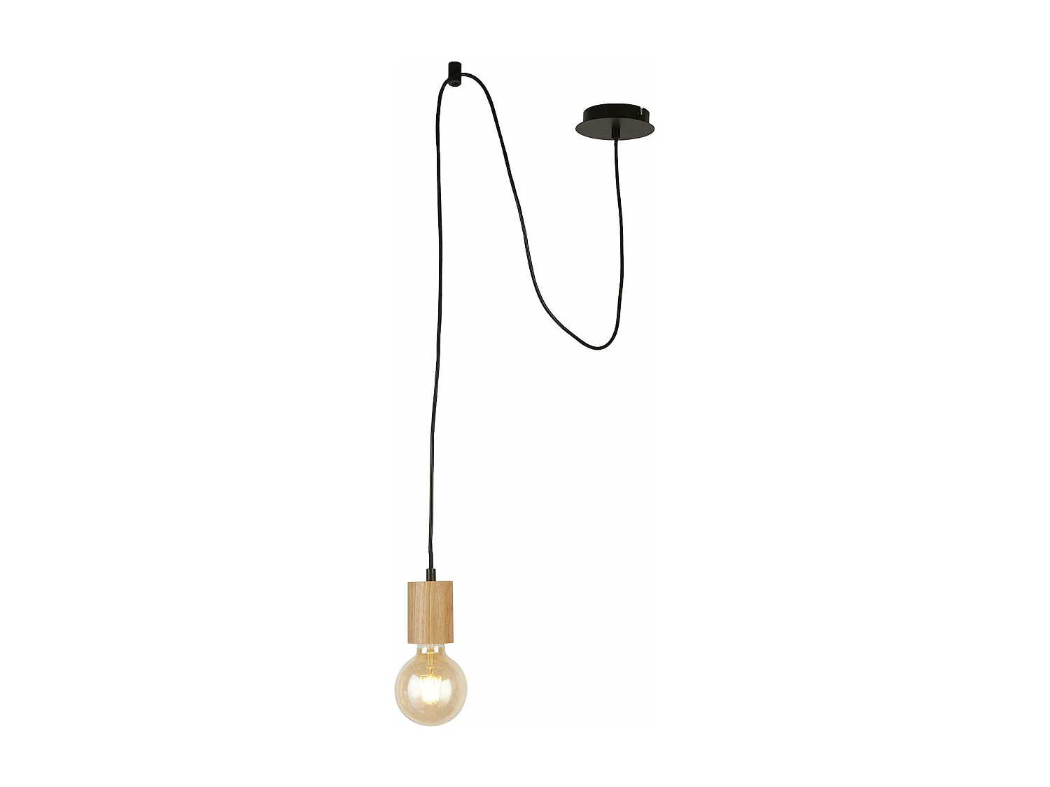 Sospensione Industrial-Nordico Spinoso Acciaio Nero Marrone 1 Luce E27