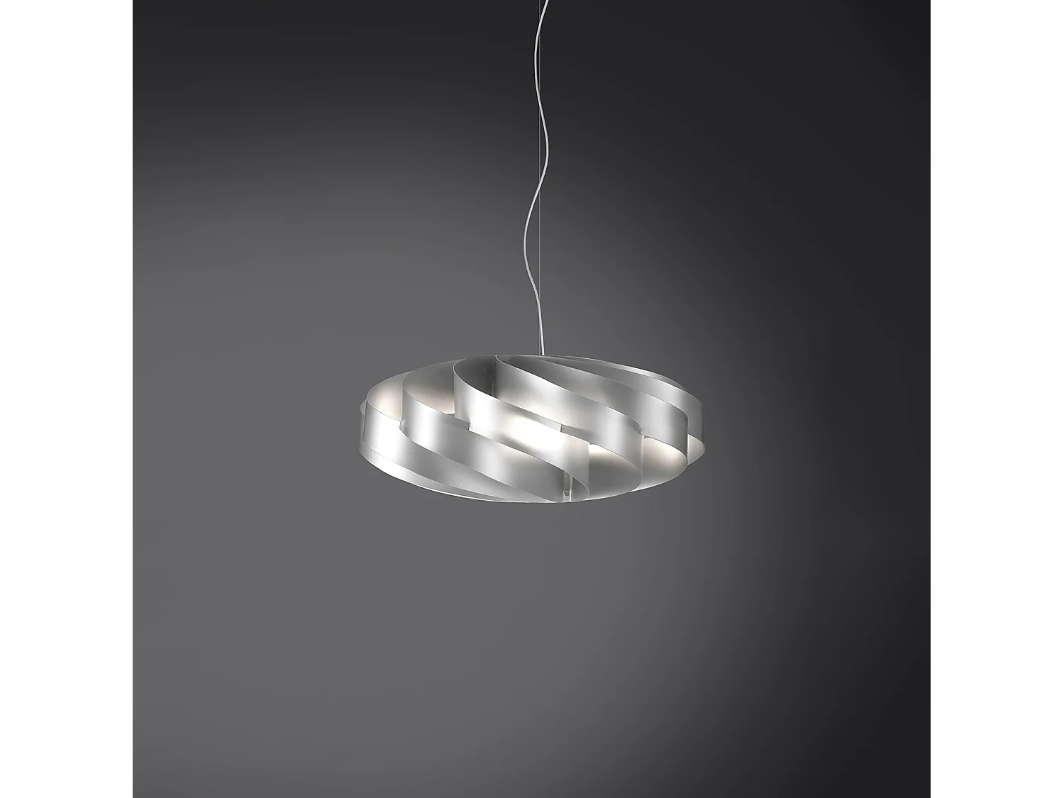 Sospensione Moderna Flat Polilux ® Argento E Metallo Cromo 1 Luce E27