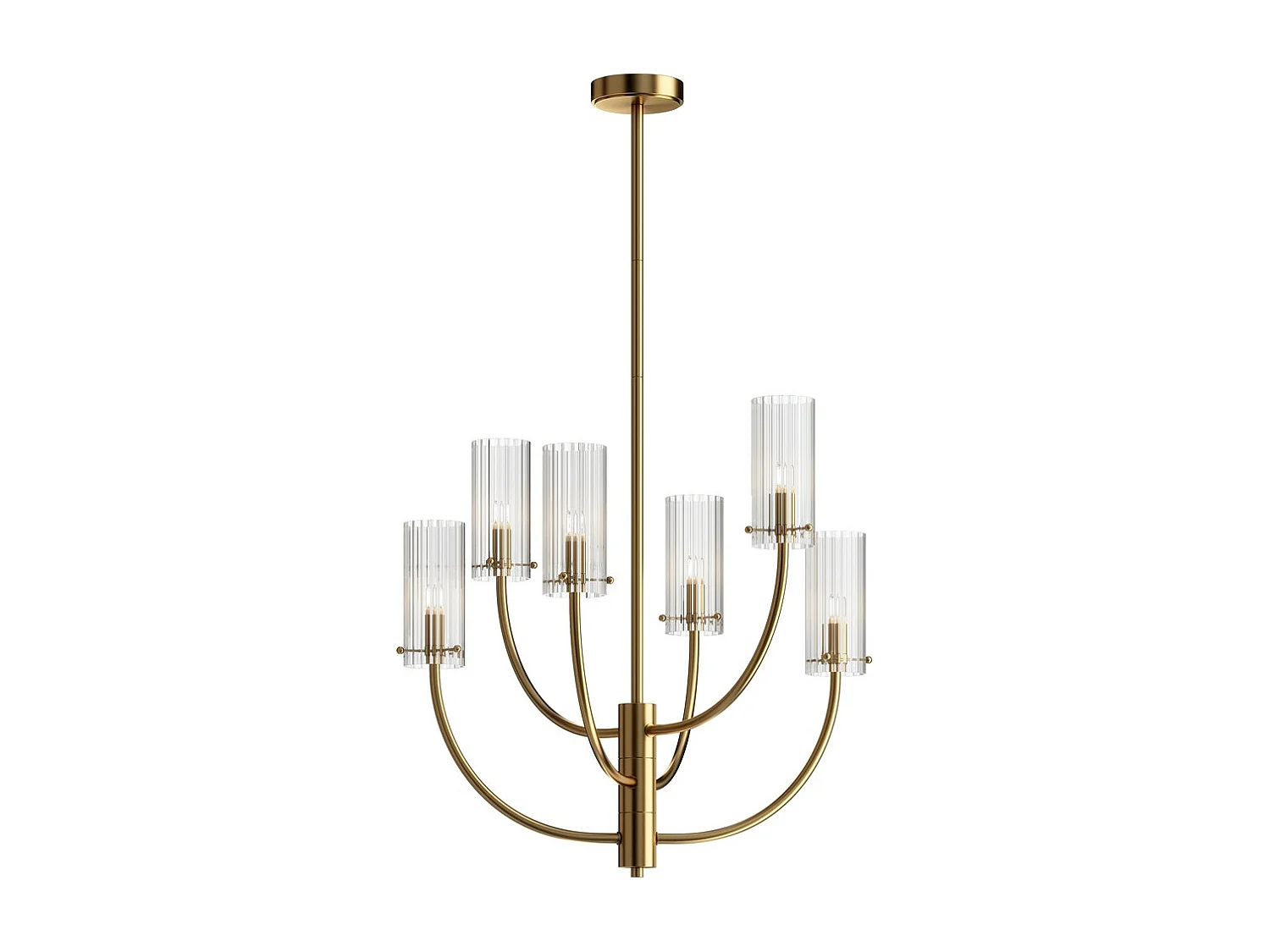 Maytoni Arco Neoklassizistische mehrarmige Pendel-Deckenleuchte Messing, Glasschirm