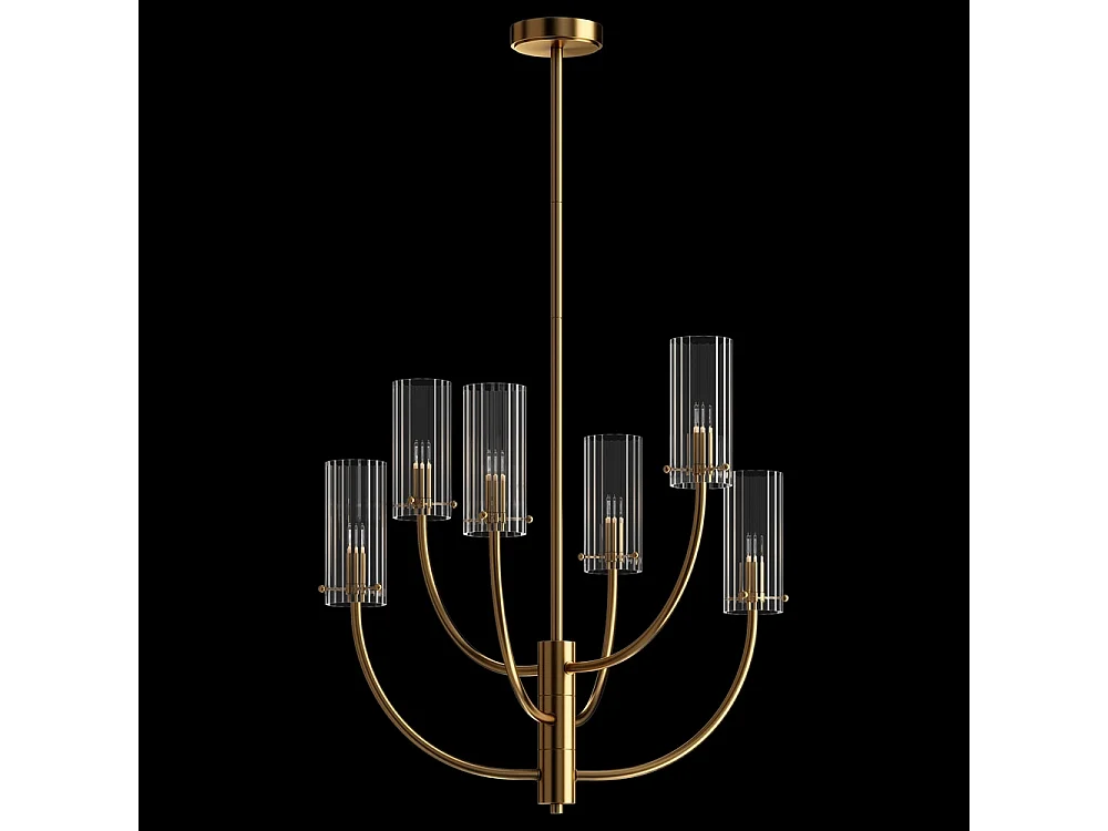 Maytoni Arco Neoklassizistische mehrarmige Pendel-Deckenleuchte Messing, Glasschirm