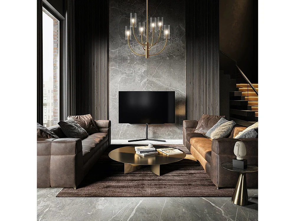 Maytoni Arco Neoklassizistische mehrarmige Pendel-Deckenleuchte Messing, Glasschirm