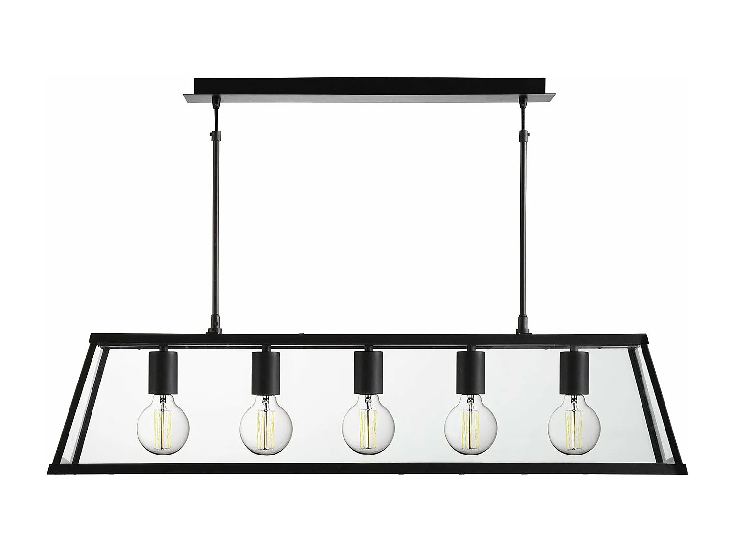 Zeitgenössischer Traveller-Kronleuchter aus schwarzem Stahlglas, 5 Lichter, E27