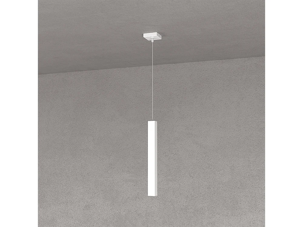 Square Tube Sospensione 1 Luce Bianco Cavo Cm.250 Con Base