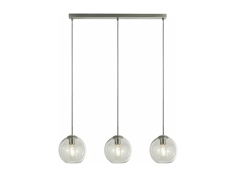 Lampadario Contemporaneo Balls Acciaio Cromo Vetro Trasparente 3 Luci E14