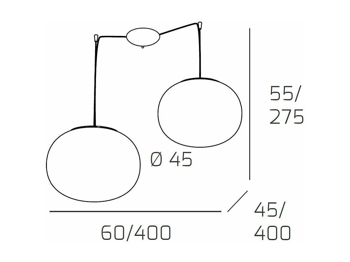 Soft Sospensione D.45 Cm. 2 Luci