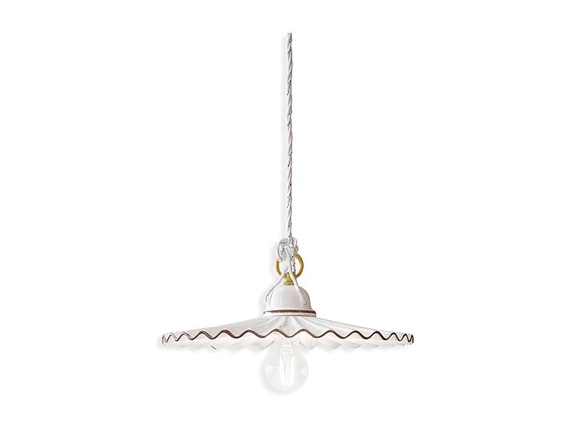 Sospensione Classica L'Aquila Ottone E Ceramica Decorato Diam. 31Cm 1 Luce E27