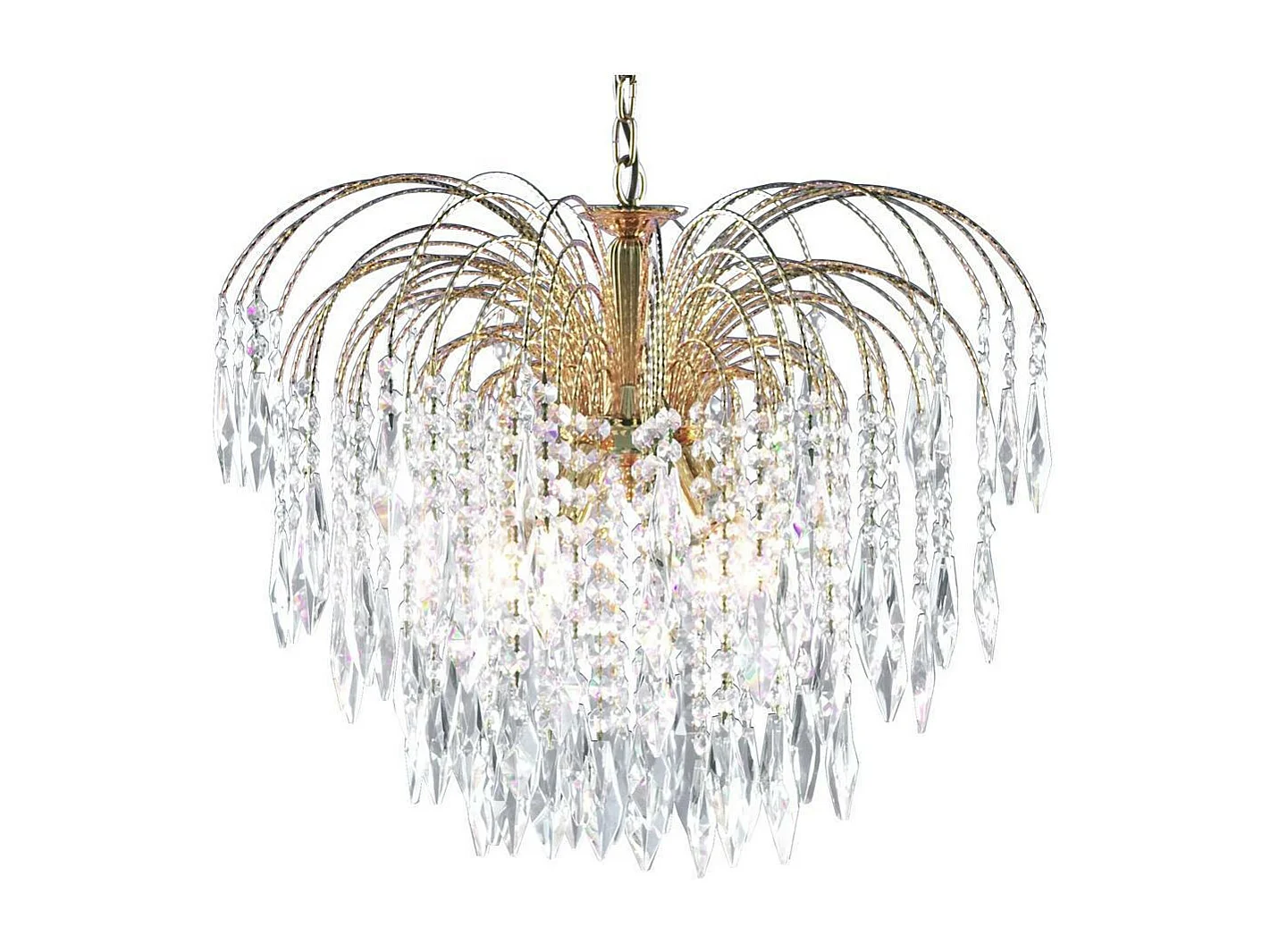 Searchlight Waterfall Lustre à 5 ampoules or avec cristaux, E14