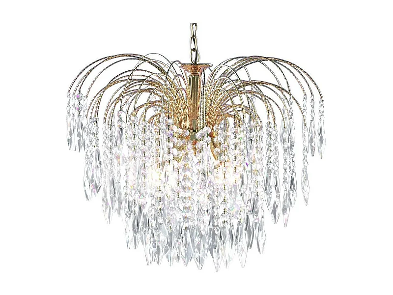 Searchlight Waterfall - Lampadario a 5 Luci da Soffitto Oro con Cristalli, attacco E14