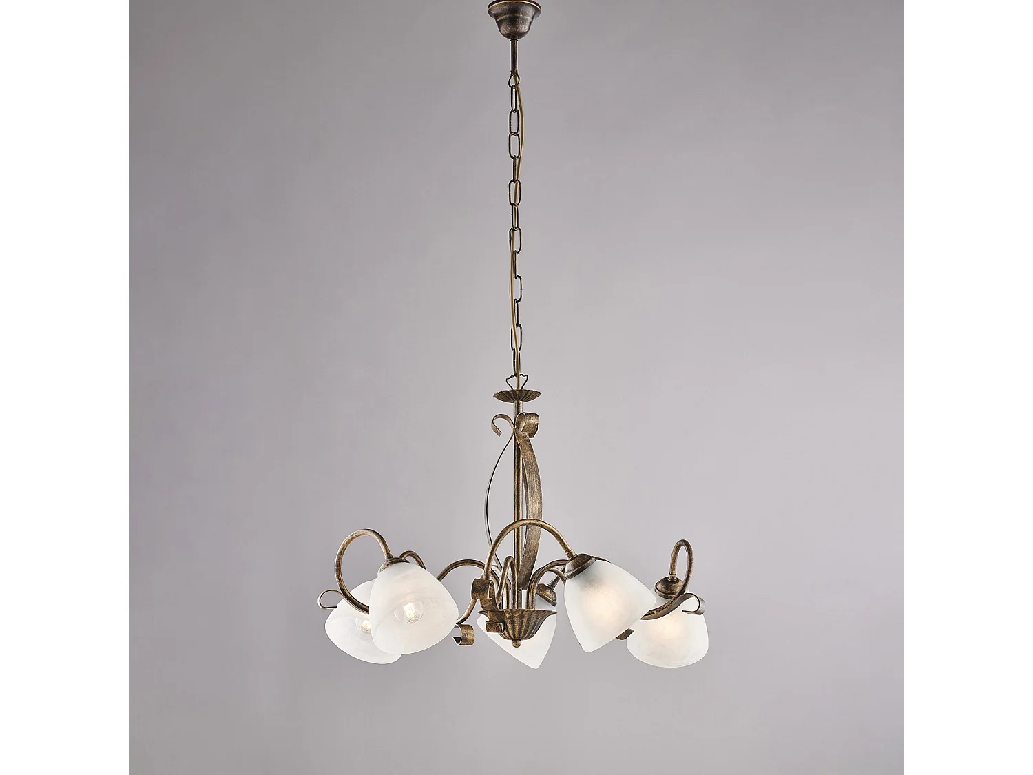 Forgiato Kronleuchter Braun/Gold, 5x E14, Alabasterglas Ø64 cm – BL301-5-BR