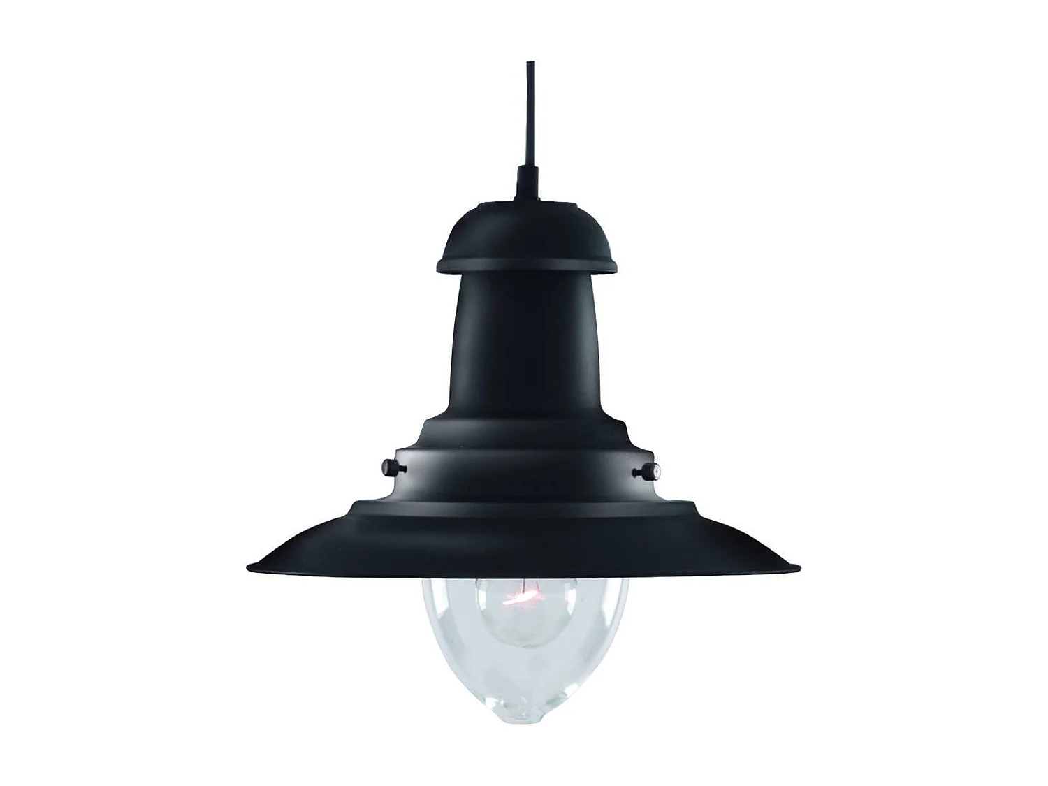Searchlight Fisherman - Sospensione a soffitto a cupola a 1 luce nera, vetro trasparente medio, E27