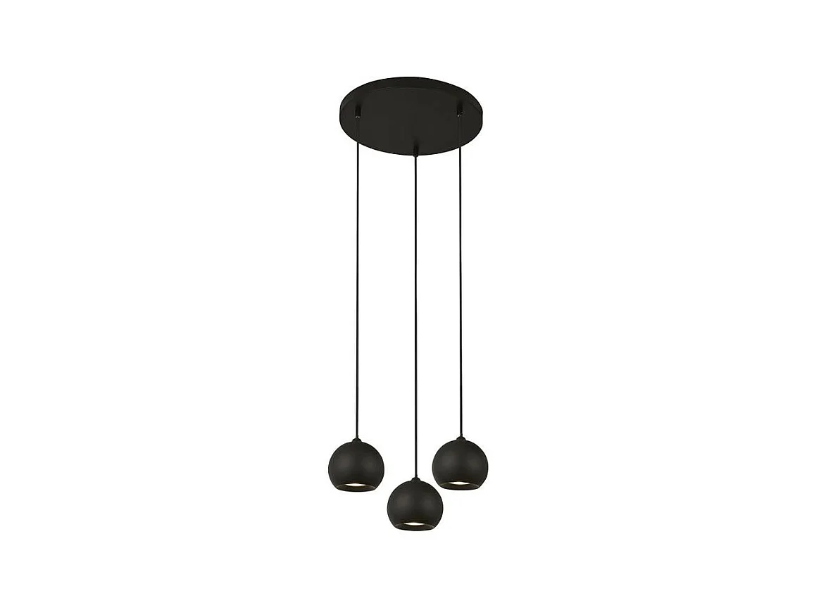 Lampadario Contemporaneo Eindhoven Acciaio Nero 3 Luci Gu10