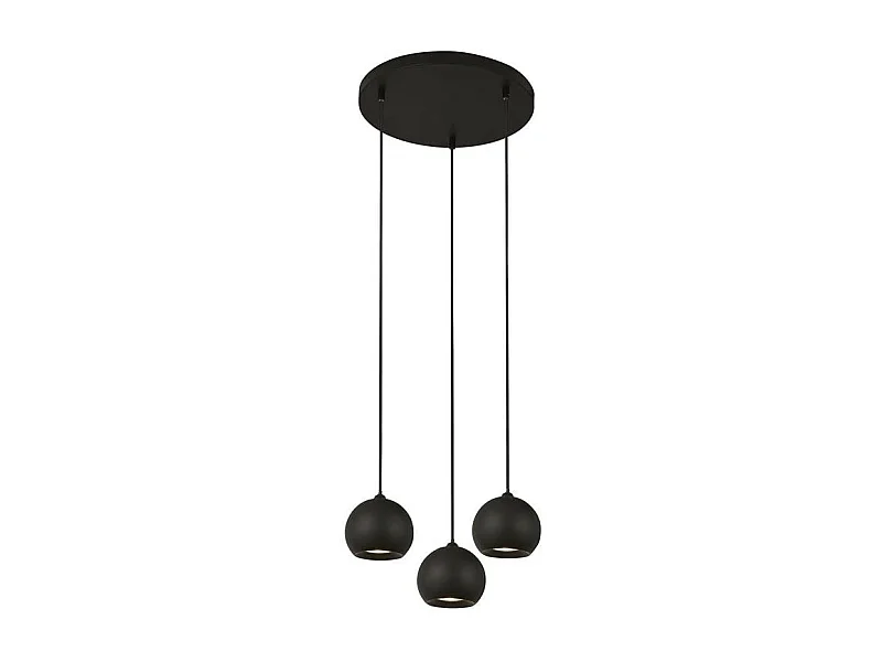 Lampadario Contemporaneo Eindhoven Acciaio Nero 3 Luci Gu10