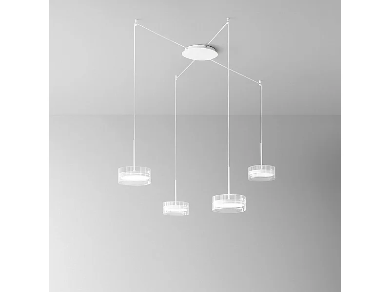 Lampadario A Sospensione Contemporaneo Aere Alluminio Bianco 4 Led Integrato 14W